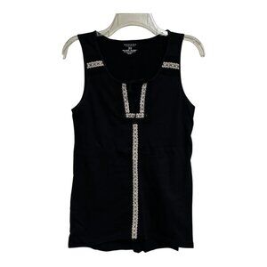 🌼 Sonoma Life + Style Black Embroidered Sleeveless High-Low Tank Top Blouse